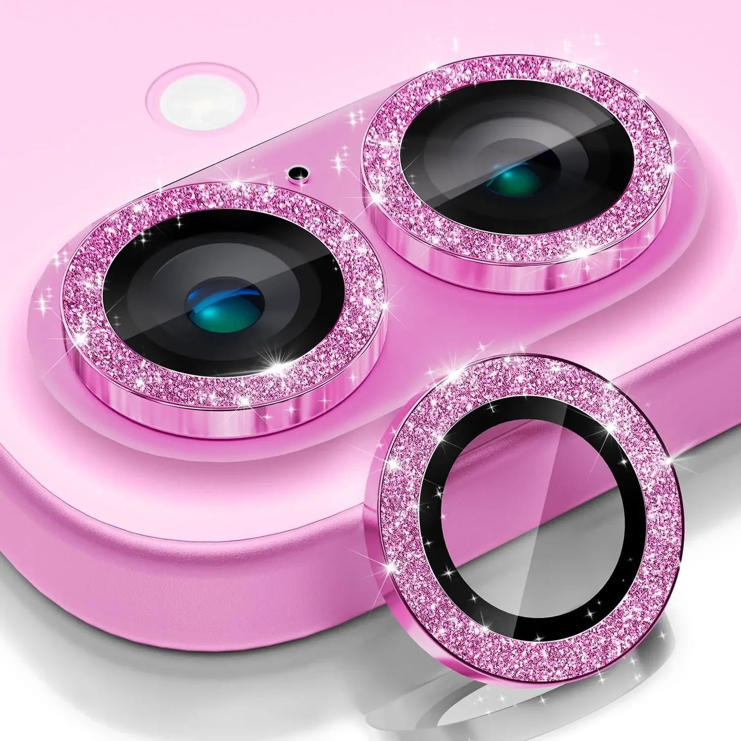 2-3Pcs For IPhone 16 15 14Pro Max Camera Lens Protector [Glitter Decoration] Ultra-HD Tempered Glass Cover Protective Ring