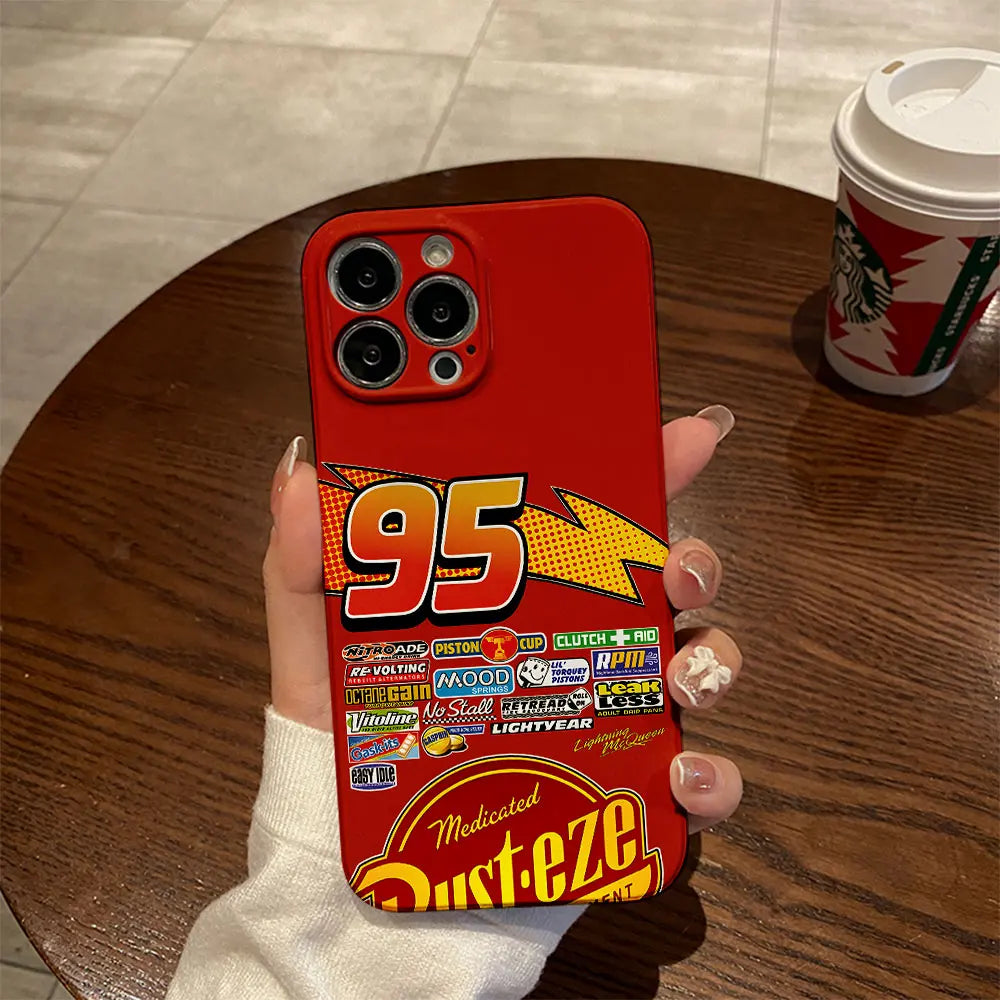 Cars Lightning McQueen 95 Phone Case for iPhone 16 15 14 13 12 11 Pro Max XS XR XSMax 6 7 8 Plus Glossy Film Hard PC Cover
