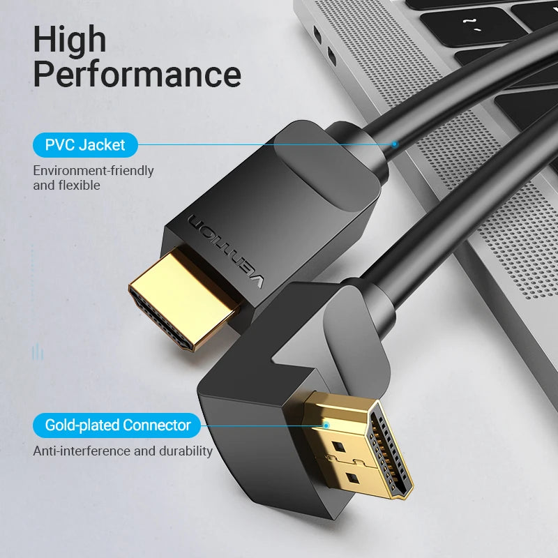 Vention 4K@60Hz 90/270 Degree HDR HDMI 2.0 Cable for TV PS4/3 DVD Nintendo Switch LG Splitter Video 90 Degree HDMI Adapter Cord
