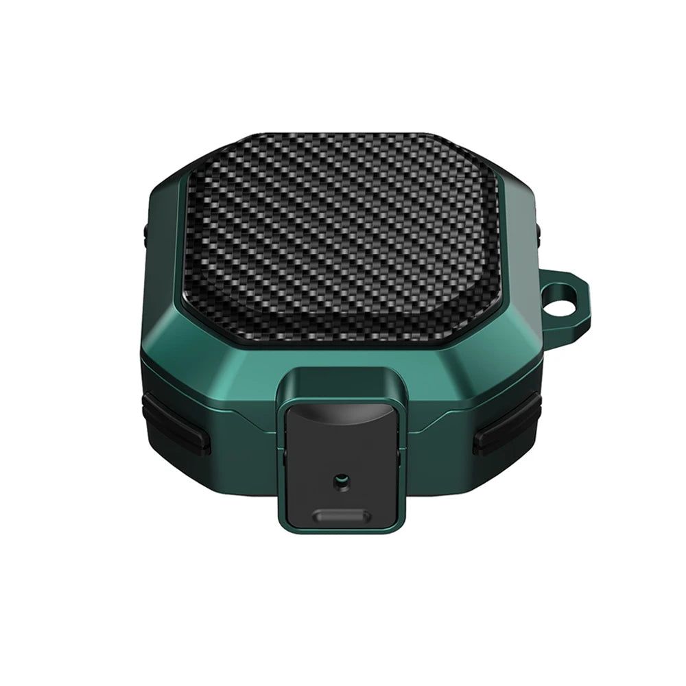 Carbon Fiber Switch Lock Earphone Case For Samsung Galaxy Buds 2 Pro FE Live Cover Full Protection Shockproof With Keychain Box