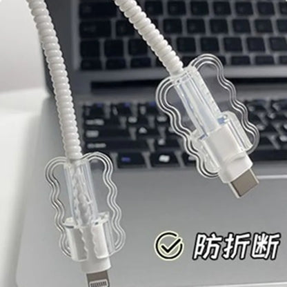 2pcs Data Cable Protector Sleeves Anti-Breakage Cord Saver Mobile Phone Accessory Flexible Cord Management