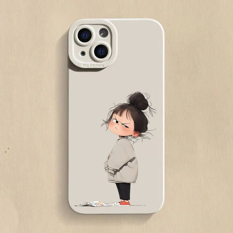 Cute Angry Little Girl Printed Case For Samsung Galaxy S25 S24 S23 S22 S21 Ultra Plus FE A16 A06 A26 A54 A32 A33 A56 Soft Cover