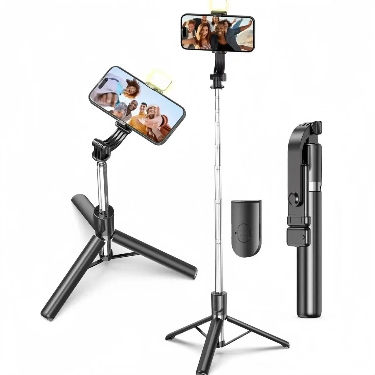 Portable selfie stick tripod, adjustable beauty fill light Bluetooth remote control for iPhone Samsung phone