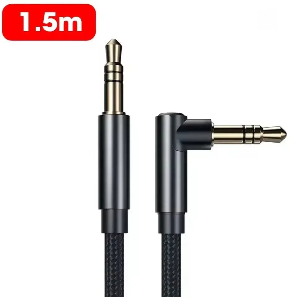 90 Degree Elbow Universal 3.5mm Jack Audio Cable Braided Speaker Aux Wire Male To Male Speaker Aux Line for Samsung Xiaomi Cord