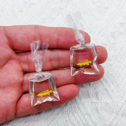 10pcs Coral Fish bag Resin Charms Ocean Transparent Small Fish In Water Bag Jewelry Pendant Jewelry Handmade DIY Material