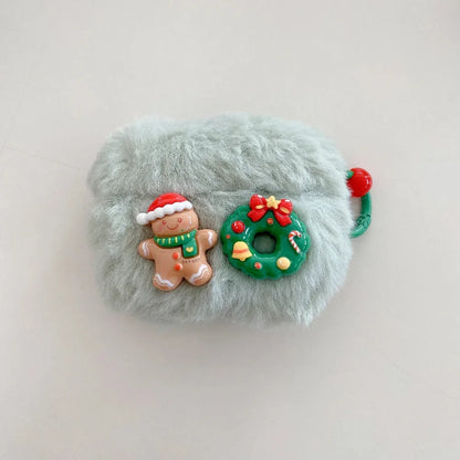 Plush Christmas Bow For Apple Airpods 4 3 Airpods 2 Case For Airpods Pro Pro2 Shell Cover Protective Case Earphone Accessories