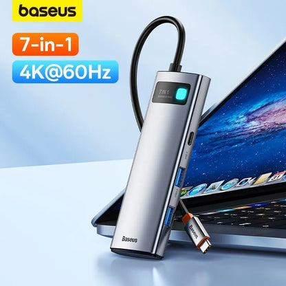 Baseus 7-in-1 Gen 2 USB C HUB 4K@60Hz HDMI 3* USB 3.0 PD 100W Type C Port SD/TF Card Reader for Macbook iPad M2 M1 Steam Deck