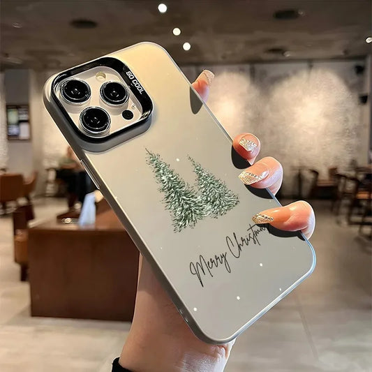Christmas Tree Aesthetic Autumn Decorative Phone Case For iPhone 16 15 14 Plus 13 12 11 Pro MAX 16E Laser Back Phone Cover