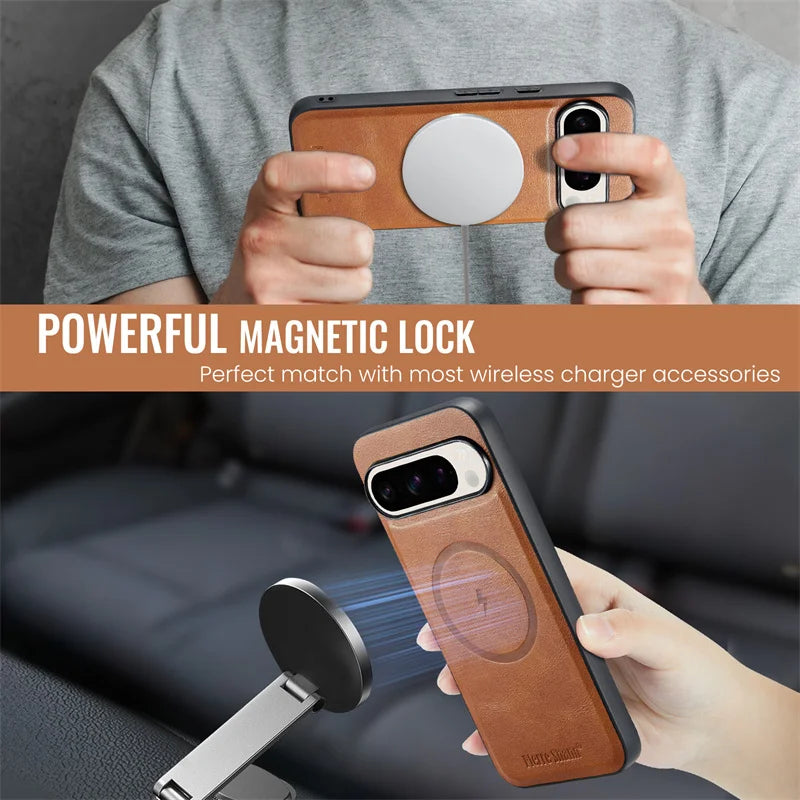 EUCAGR 2 In 1 Magnetic PU Leather Phone Case for Google Pixel 10A 9 9Pro XL 8A 8Pro 8 7 7A 7Pro Wallet Cover Cards Holder Cover