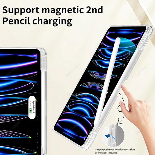 With Pencil Holder Case for iPad A16 11th 2025 Air11 13inch M3 M2 2024 iPad Pro11 12.9 13M4 M5 Air4 5 10th 9th 8 7 9.7 10.2 10.5