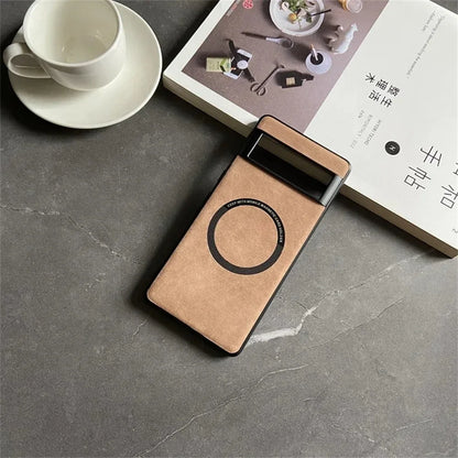 Luxury Magsafe Soft Leather Case For Google Pixel 9 7 8 Pro 6 XL 8A 7A 6A Magnetic Wireless Charging Skin Feel Shockproof Cover