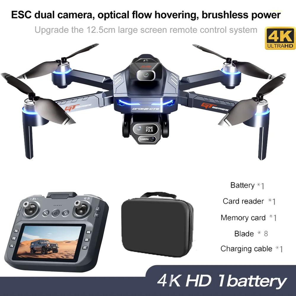 NEW GT8 Drone GPS Professional 8K Camera Aerial FPV Avoiding Obstacle with Large Screen Remote Control Folding RC Dron Toys Gift