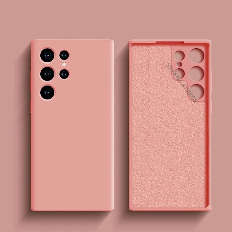 Liquid Silicone Shockproof Case For Samsung Galaxy S24 S23 S22 S21 S25 Ultra A55 A54 A34 A52 5G Accessories Cute Soft Back Cover