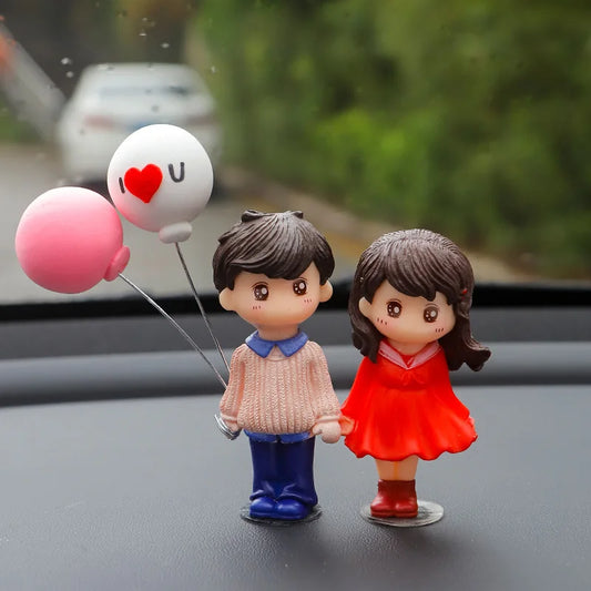 Car Accessories Cute Cartoon Couples Action Figure Figurines Balloon Ornament Auto Interior Dashboard for Girls Gifts Drop