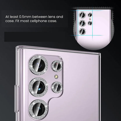For Samsung Galaxy S24 Ultra HD Glitter Diamond Metal Ring Camera Glass Lens Protector For Samsung S25 Ultra S24 Plus Lens Film