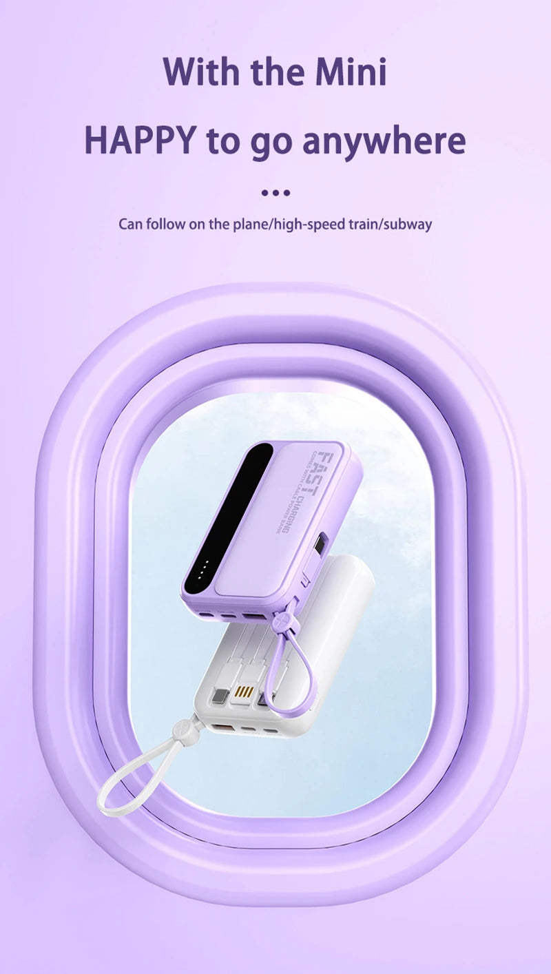 Oneplus Built in Cables Power Bank 4 In1 50000mAh Large Capacity Intelligent Digital Display Light Portable Battery For Samsung