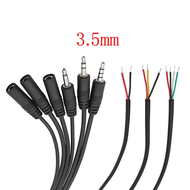 1Pcs 2.5/3.5mm Male Plug/Female Jack Mono/Stereo AUX 2/3/4Pole To Bare Wire Connector DIY Audio Headphone Repair Extension Cable