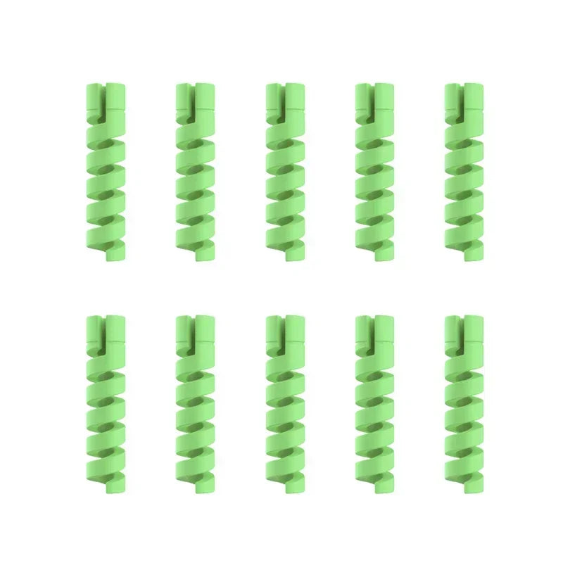 10pcs Silicone Data Cables Protector Winder Pipe Flexible Phone Charge Cable Spiral Winder Cords For Phone USB Charger Wires