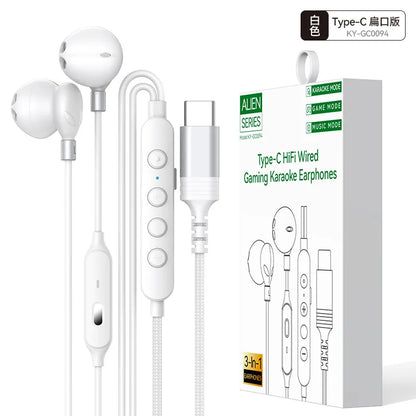 USB Type C Wired Headphones HiFi Stereoscopic Sound Headset For Samsung Galaxy iPhone 17 Xiaomi Huawei With Microphone Earphones