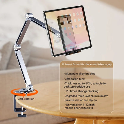 Aluminum Alloy Tablet Holder Stand Phone Clip Holder Rotatable Cantilever Home Live Desktop Holder Folding Bracket for Ipad Pro