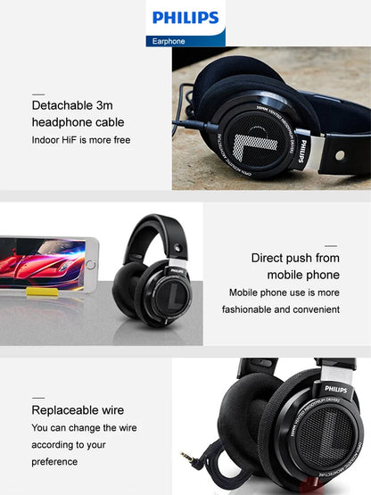 Philips SHP9500 Wired Headphones HiFi Stereo Music Earphone 3.5mm 6.3mm Interface Computer Laptop Mobile Phone Universal Headset