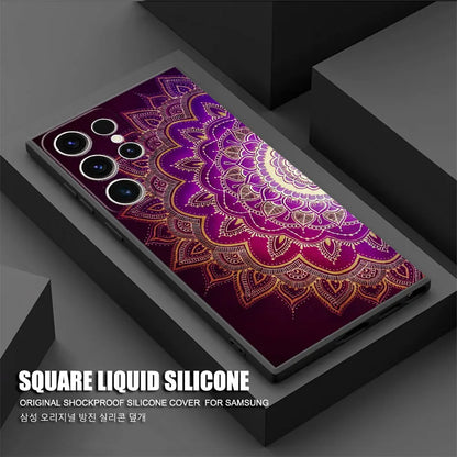 Mandala Luxury Case for Samsung Galaxy S20 S21 5G S24 Ultra S21 FE S23 Ultra S22 Plus S20 Plus S21 Plus S23 Black Soft Cover