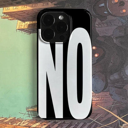 NO and YES Personalized Art Black and White Letters Phone Case For iPhone 16 15 14 13 12 11 Pro XS Max 7 8 Plus MINI Y2K Cover