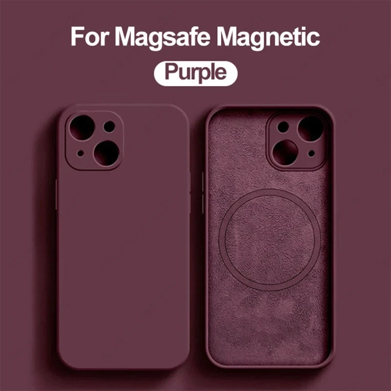 Liquid Silicone For Magsafe Magnetic Case For iPhone 16 15 14 12 11 13 Pro Max 16 Plus Wireless Charging Cover Phone Accessories