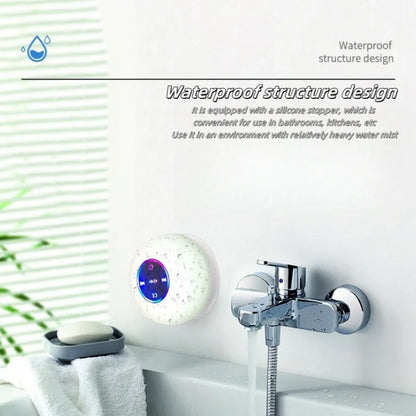 Mini suction cup Bluetooth speaker waterproof hands-free microphone for indoor bathrooms, swimming pools and beaches