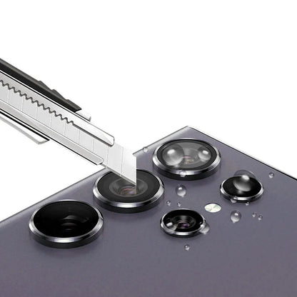 Camera Matel Ring  For Samsung Galxy S24 Ultra S23 FE Plus S24+ S22 S25 ultra Back Lens Tempered Glass Cover Guard Rear Case Cap