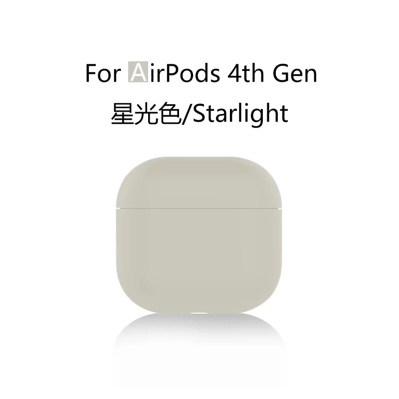for 2024 AirPods 4 earbuds Solid color Earphone Protector cases with keychain liquid silicone soft for New AirPods 4 ANC Cases
