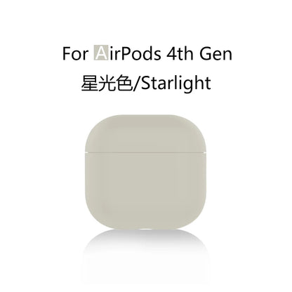 for 2024 AirPods 4 earbuds Solid color Earphone Protector cases with keychain liquid silicone soft for New AirPods 4 ANC Cases