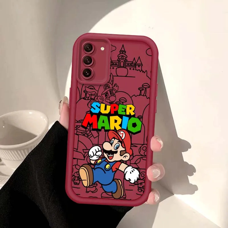 Anime M-Marios Cartoon Phone Case For Samsung Galaxy S25 S24 S23 S22 S21 S20 Ultra Plus FE 5G Eye Ladder Soft TPU Cover