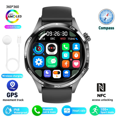For HUAWEI GT5 Pro GPS NFC Smart Watch Men 360*360 AMOLED Screen Heart rate Bluetooth Call IP67 Waterproof Man Smartwatch 2025
