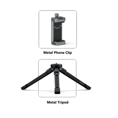 2025 Aluminum Mini Tripod w 360 Ball head Arca Plate Cold Shoe Metal Tripod for Iphone Samsung Phone DSLR Camera LED Light Mic
