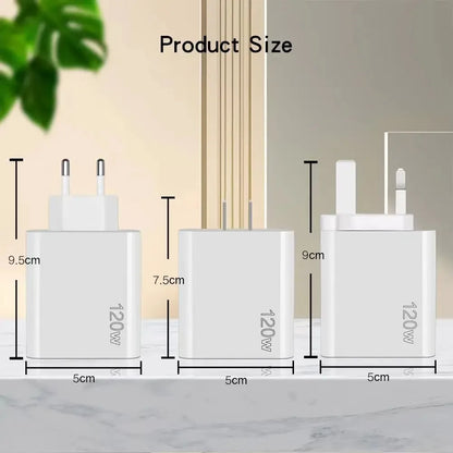 120W Multi Ports USB Charger Fast Charging Type C Mobile Phone Charger For iPhone 15 Huawei Samsung Xiaomi Quick Charge Adapter
