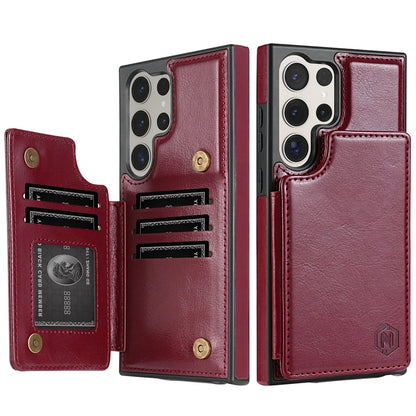 Wallet Magnetic Double Buckle RFID Blocking Card Slot Leather Case For Samsung Galaxy S25 Ultra S24 FE S23 Plus S22 S21 S20 FE