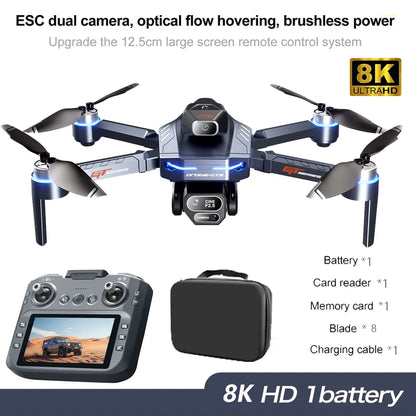 NEW GT8 Drone GPS Professional 8K Camera Aerial FPV Avoiding Obstacle with Large Screen Remote Control Folding RC Dron Toys Gift