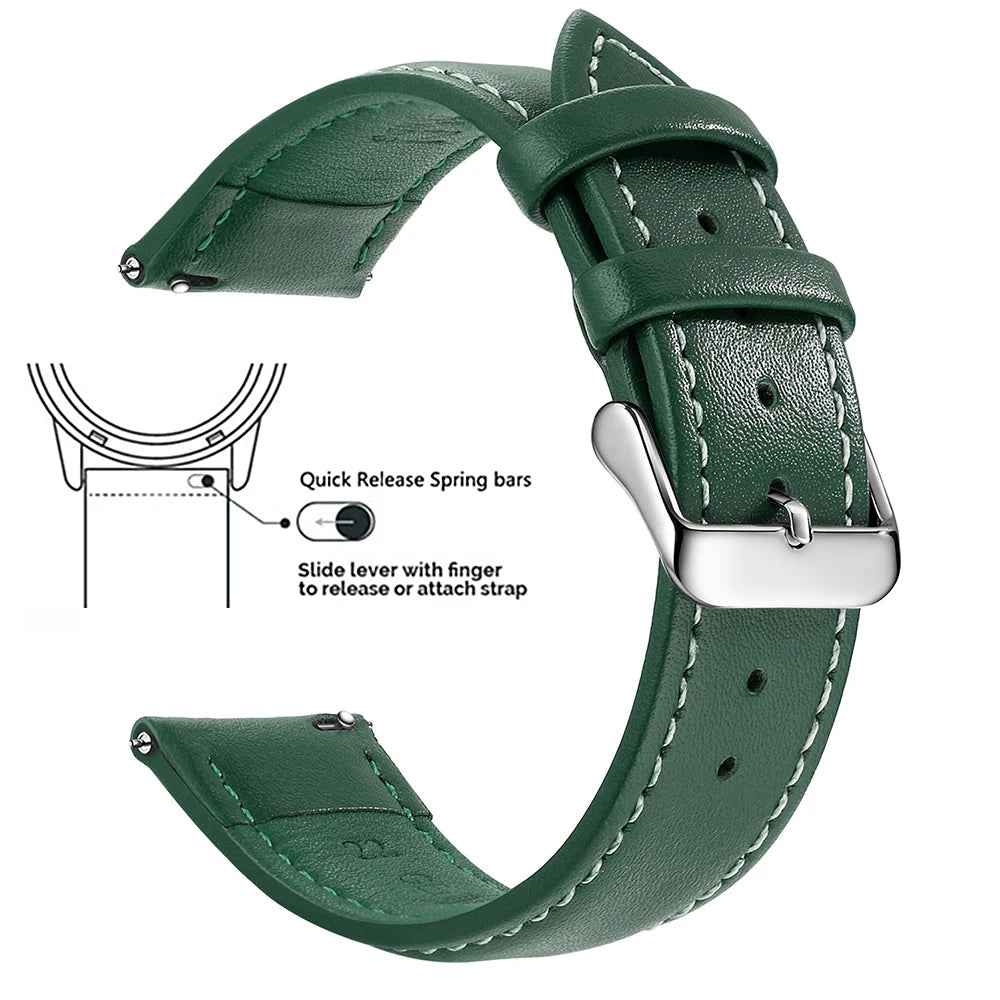 Top Grain Genuine Leather Watch Band, Quick Release 12/14/16/18/19/20/21/22/24 mm Watch Straps, Replacement Bands for Men Women
