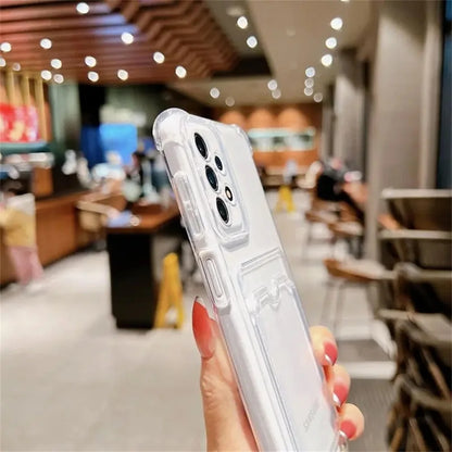 Card Bag Wallet Case for Samsung Galaxy S25 S24 S23 S22 S21 Ultra Plus FE A54 A53 A13 A14 A52 A34 A32 A72 5G Clear Cover Funda