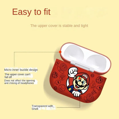 Super Mario Cartoon Printed Earphone Case for Airpods 1 2 3 Pro Pro2 Anime Yoshi Protective Shell Cute Dustproof Headset Cover
