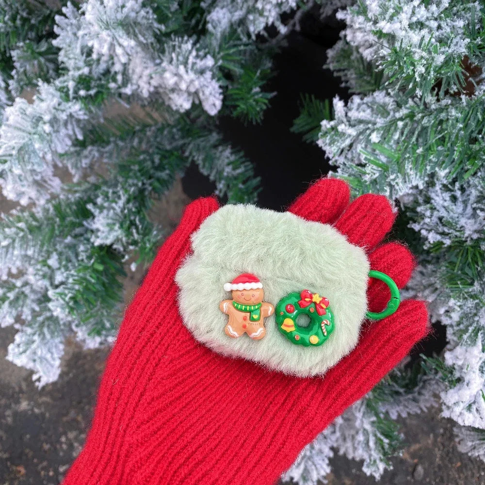 Plush Christmas Bow For Apple Airpods 4 3 Airpods 2 Case For Airpods Pro Pro2 Shell Cover Protective Case Earphone Accessories