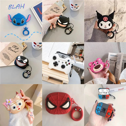 3D Cartoon Case for AirPods 4 2024 New Silicone Earphone Charging Case for AirPods Pro 2 Cover for AirPods 3 With Hook