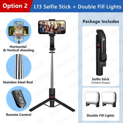 Shooting Record Wireless Selfie Stick for Smartphone 44 Inch Tripod with Bluetooth Remote, Portables Foldable Stand for Vlog