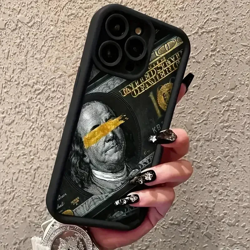 Fashion US Dollar Pattern Matte Case for iPhone 16 12 13 mini 11 14 15 Pro Max XR 8 Plus Anti-Scratch Ultra Thin Silicone Cover