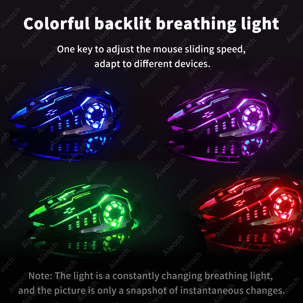 Wireless Bluetooth Gaming Mouse 2.4g USB Rechargeable Ergonomic Mechanical Backlight Design for Laptop PC Computer Gamer