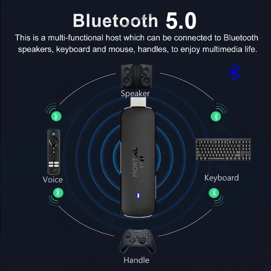 Mortal Q8 WIFI6 BT5.0 Google Voice Assistant AllwinnerH313 Android 14 Portable Android FireTV Stick Smart Streaming Media Player