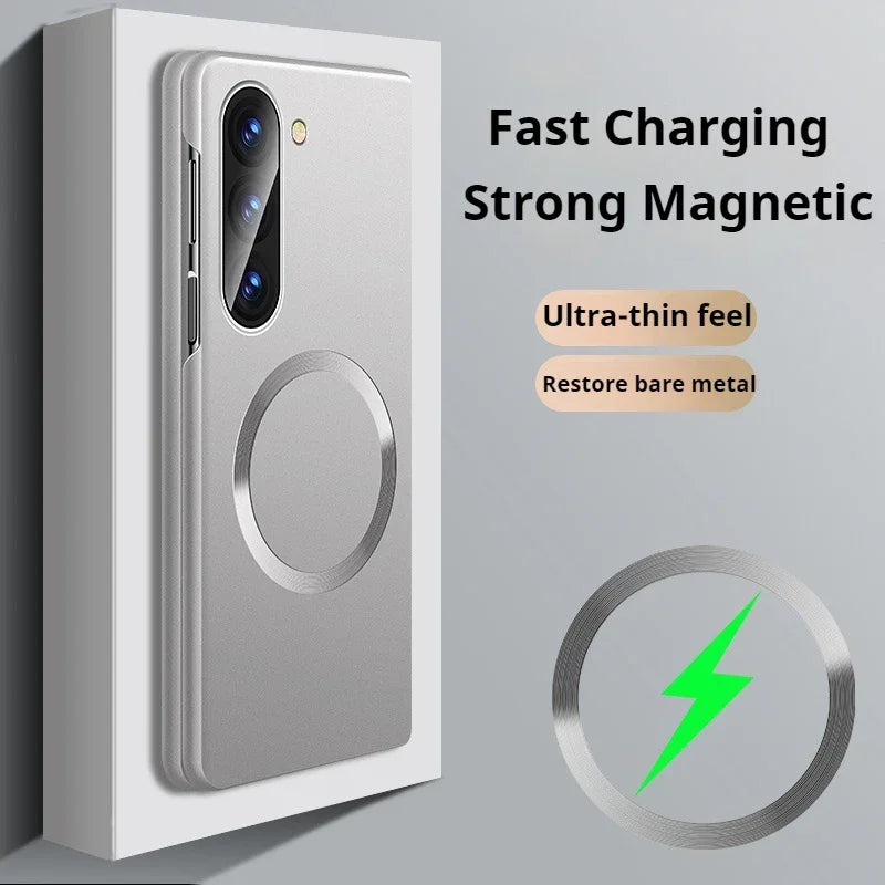Ultra Thin Matte Metallic Magsafe Magnetic Case For Samsung Galaxy Z Fold 7 6 5 4 3 Wireless Charge Shockproof Protection  Cover