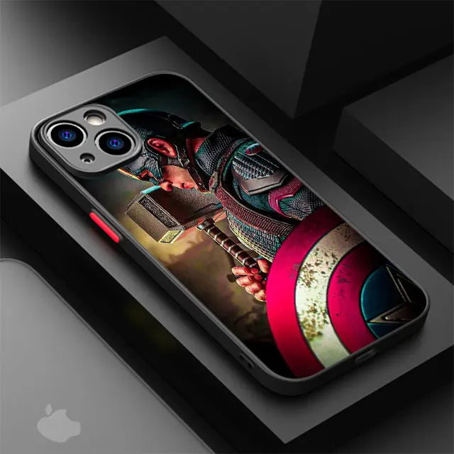 Marvel Captain America Phone Case for iPhone 13 Mini 7 8 Plus XR 12 16 14 Pro SE 16e 11 Pro 15 XS Max 13 Matte Cover