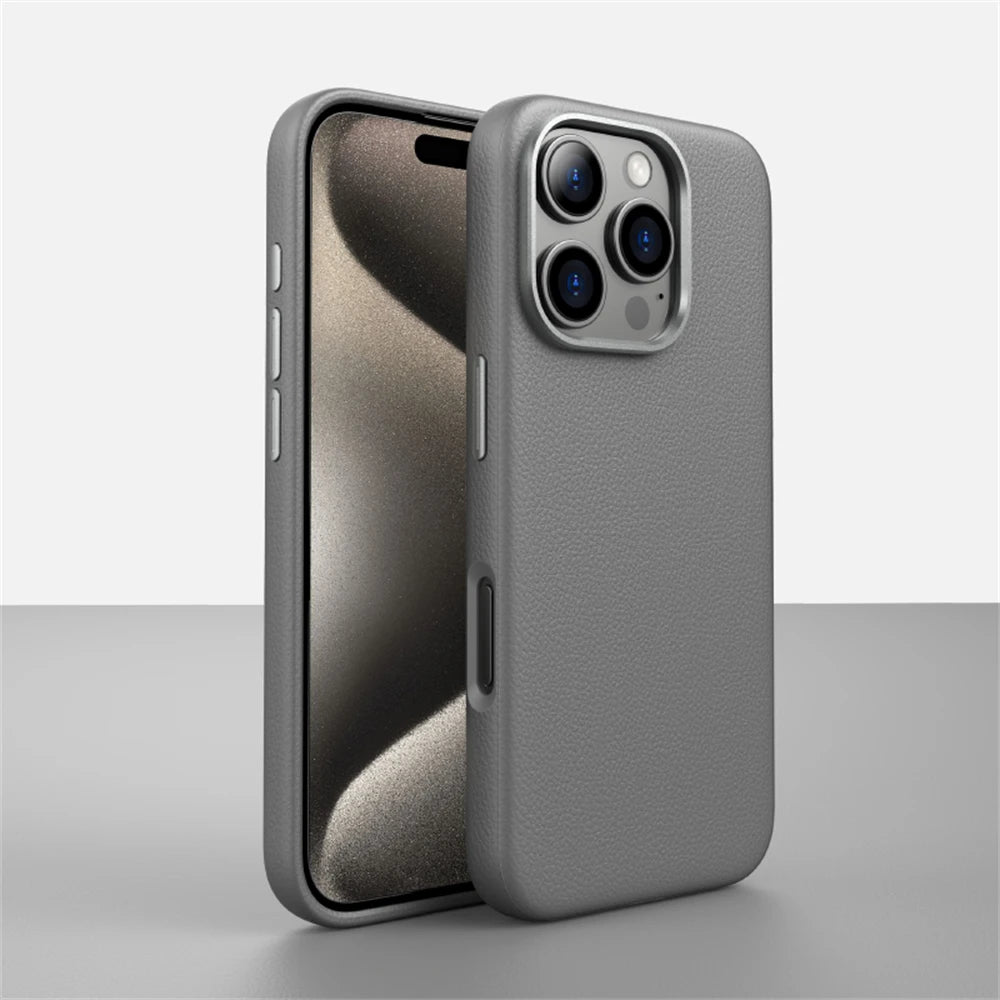 Luxury Business PU Leather Magnetic Case For iPhone 16 Plus 15 14 Pro Max Light Thin Magsafe Wireless Charge Shockproof Cover